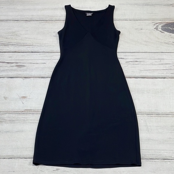 Michel Stephen Paris Dress Vintage Black V-neck Tie Front Large - Picture 10 of 15